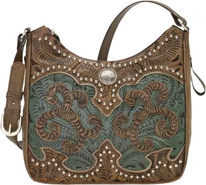 American West Annie's Secret Collection Shoulder bag w/Secret Compartment - 100% Genuine Leather Handbag for Women