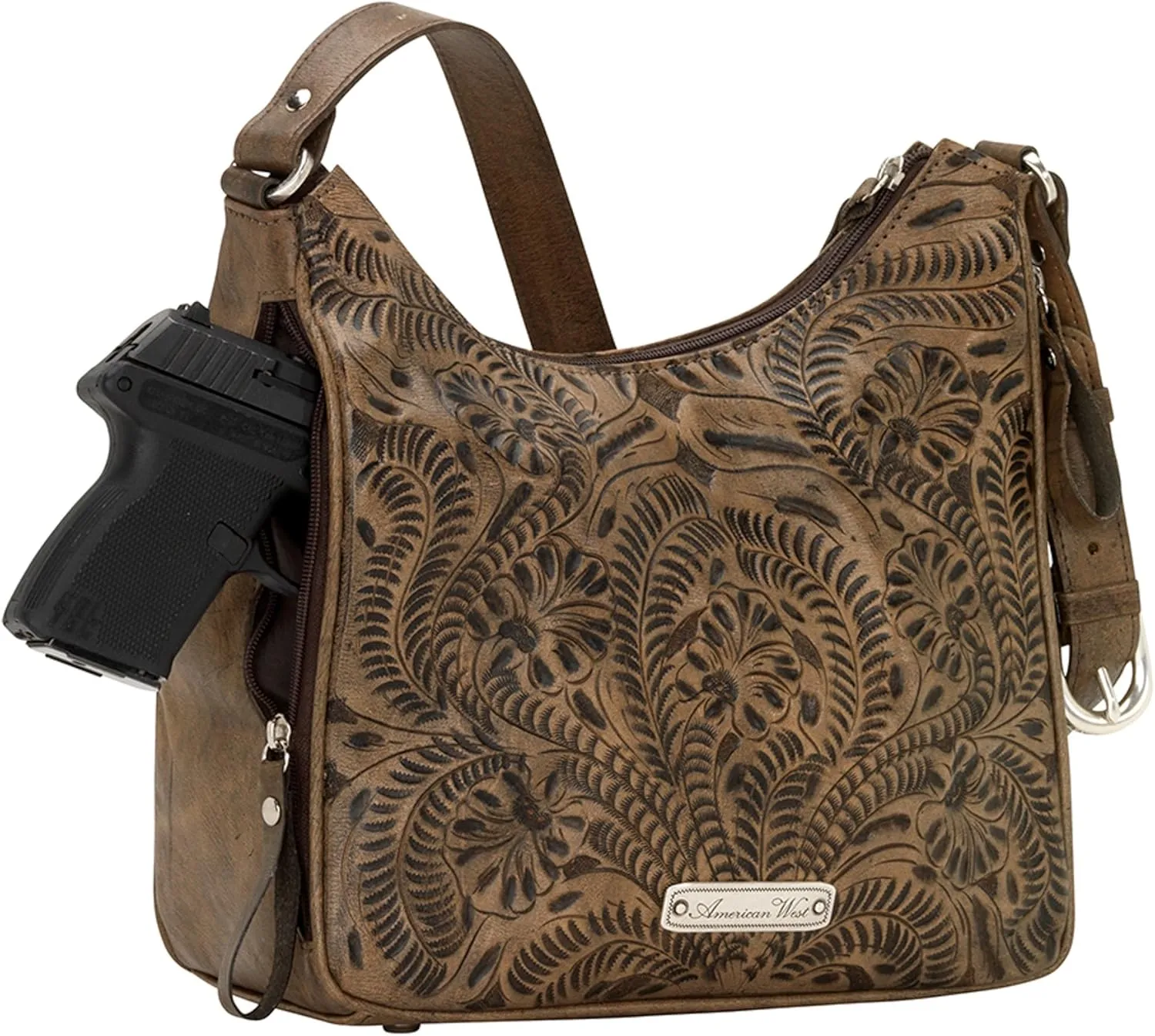 American West Annie's Secret Collection Shoulder bag w/Secret Compartment - 100% Genuine Leather Handbag for Women