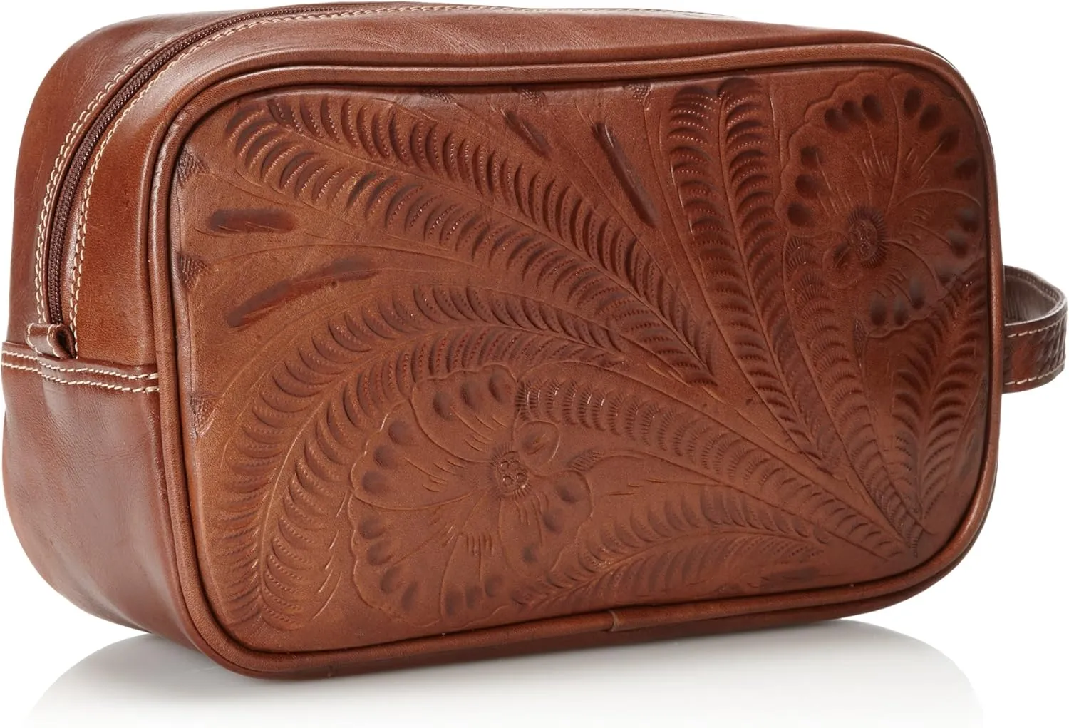 American West Leather Shave Kit/Toiletry Travel Bag - Retro Romance