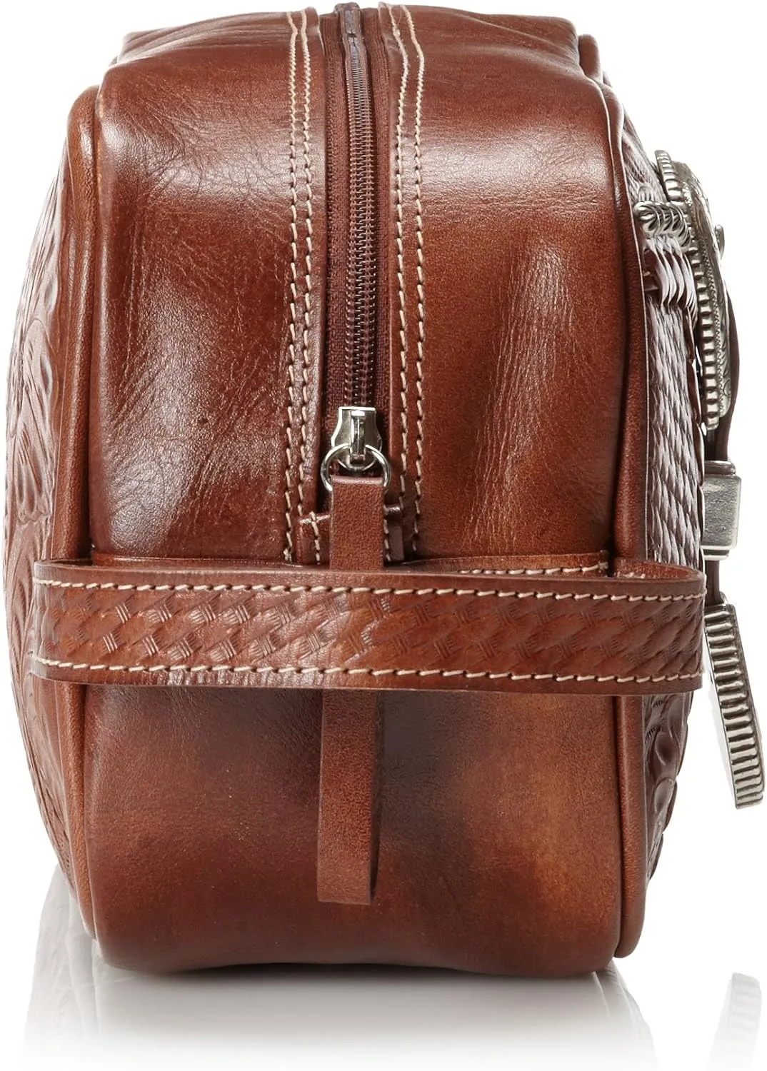 American West Leather Shave Kit/Toiletry Travel Bag - Retro Romance