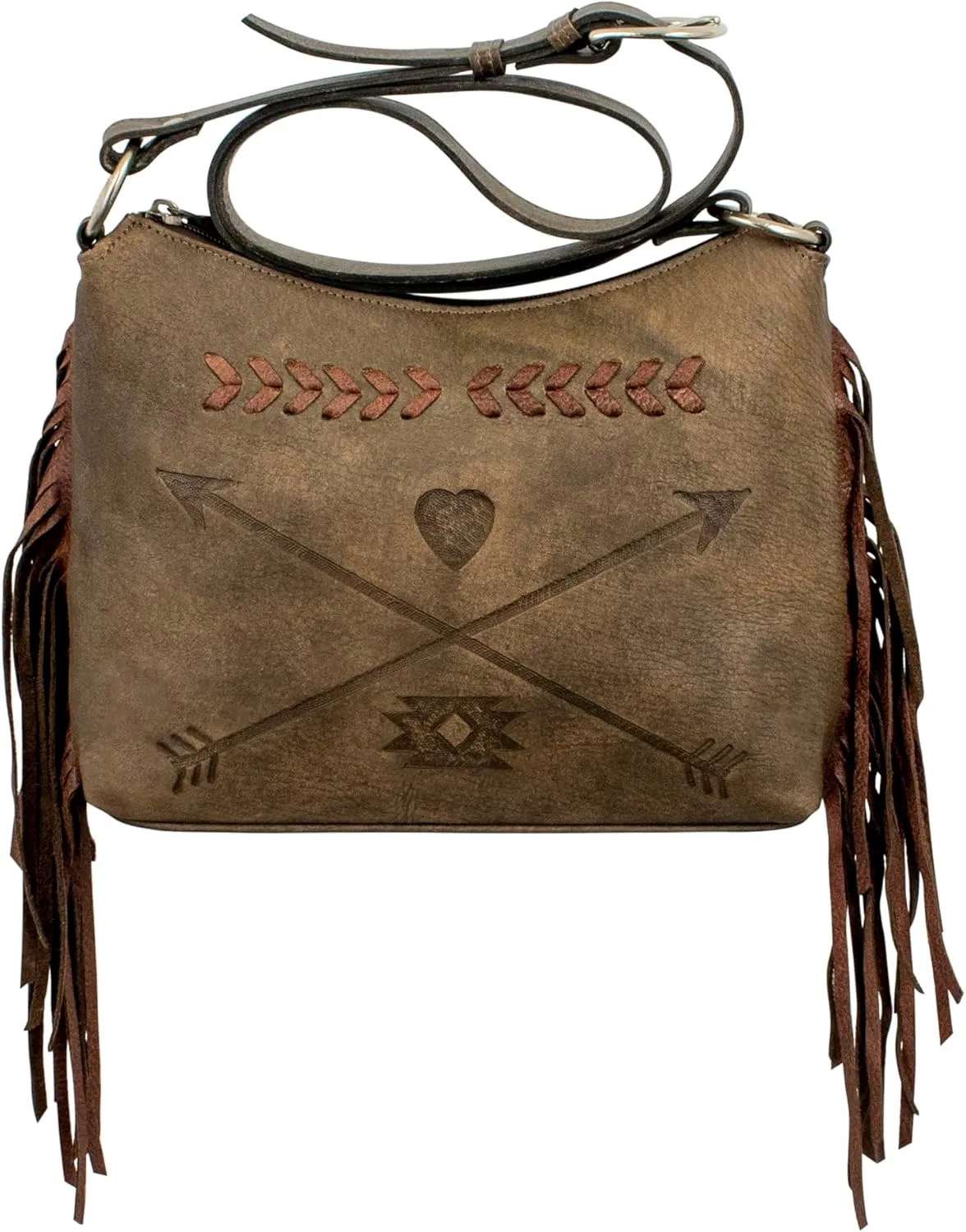American West Leather Shoulder Bag for Women - Friendship Arrows Purse