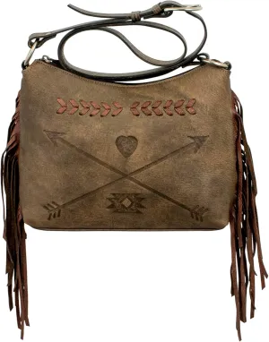 American West Leather Shoulder Bag for Women - Friendship Arrows Purse