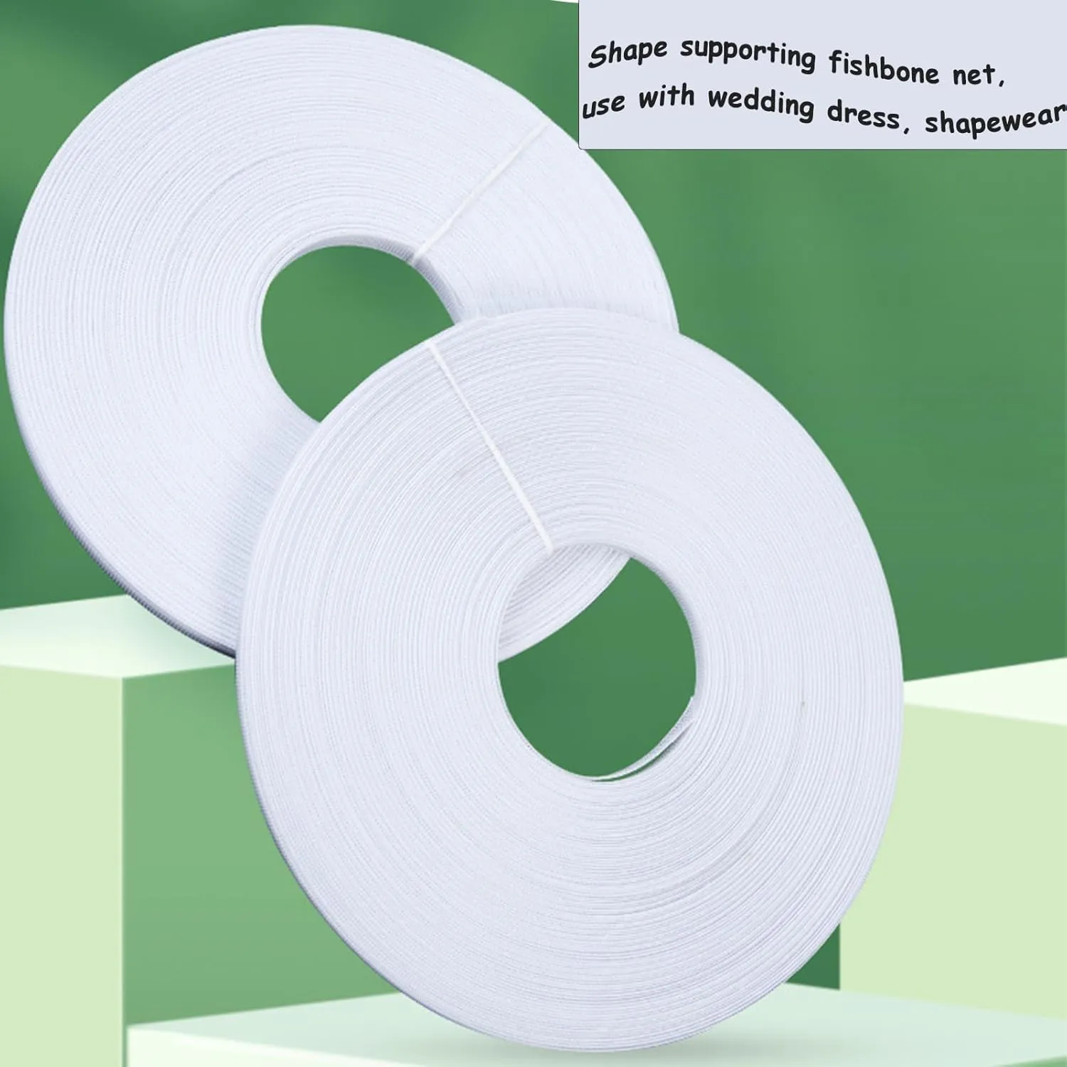 Amremsu 50yards Low-Density Boning for Sewing with Byretractable Measuring Tape, to Meet Your Daily Work Needs, Can Be Used to Make Corsets, Bodycon Dresses, Bags, and Wedding Gowns (12mm White)