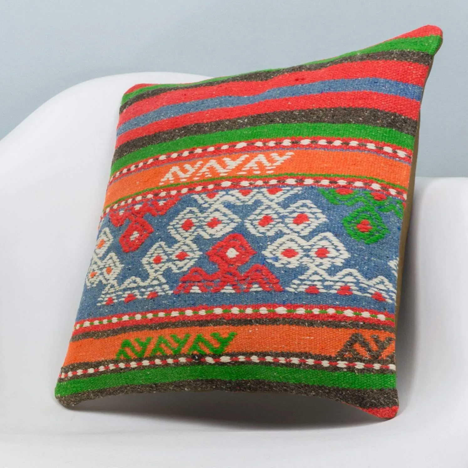 Anatolian Multi Color Kilim Pillow Cover 16x16 3644