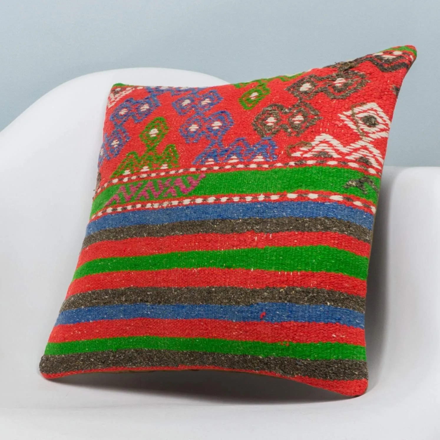 Anatolian Multi Color Kilim Pillow Cover 16x16 3649