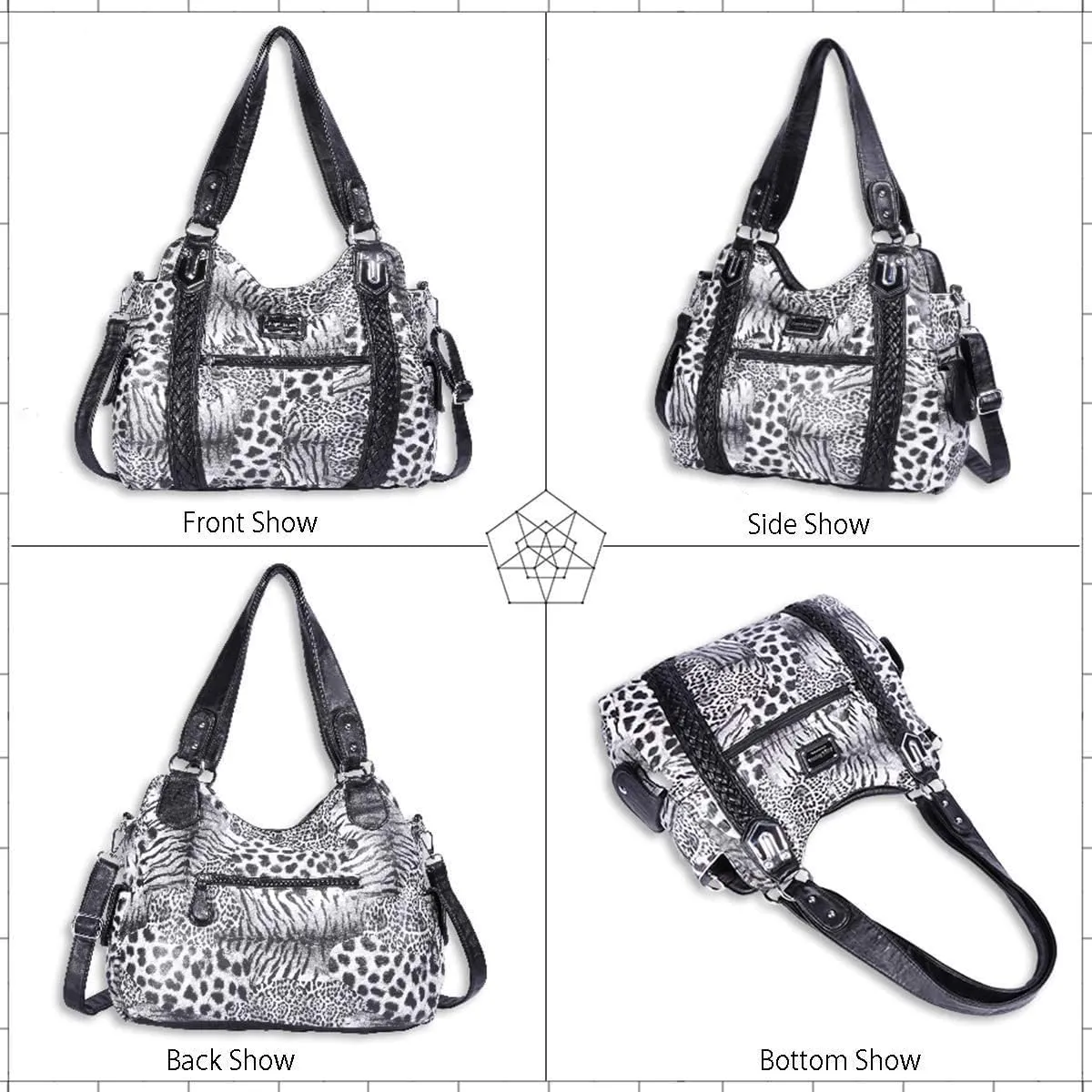 Angel Barcelo Roomy Fashion Hobo Womens Handbags Ladies Purse Satchel Shoulder Bags Tote Washed Leather Bag