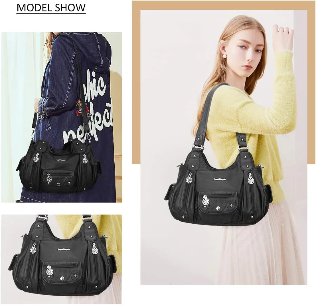 Angel Barcelo Womens Purses and Handbags PU Leather Shoulder Bag Fashion Hobo Bags for Girls