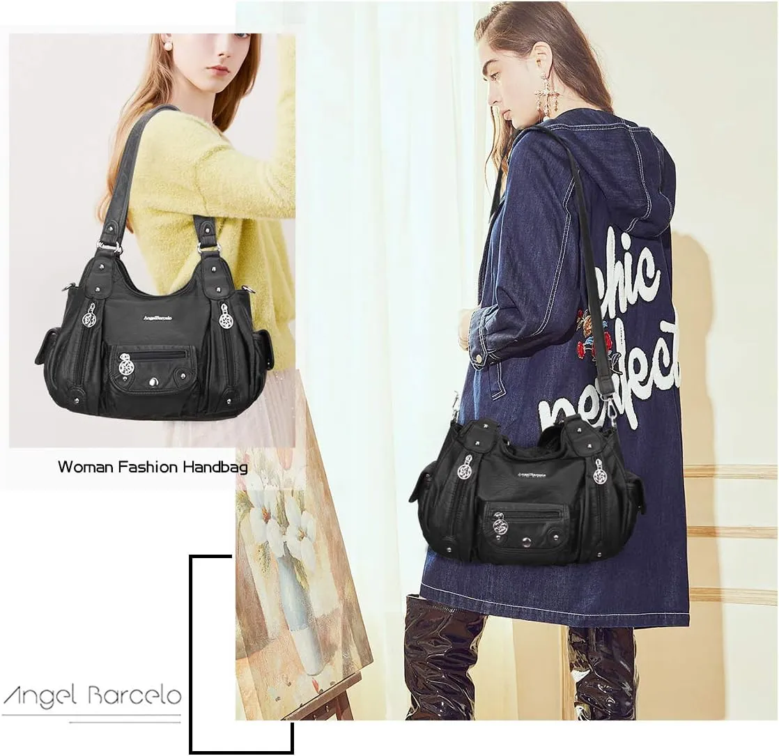Angel Barcelo Womens Purses and Handbags PU Leather Shoulder Bag Fashion Hobo Bags for Girls