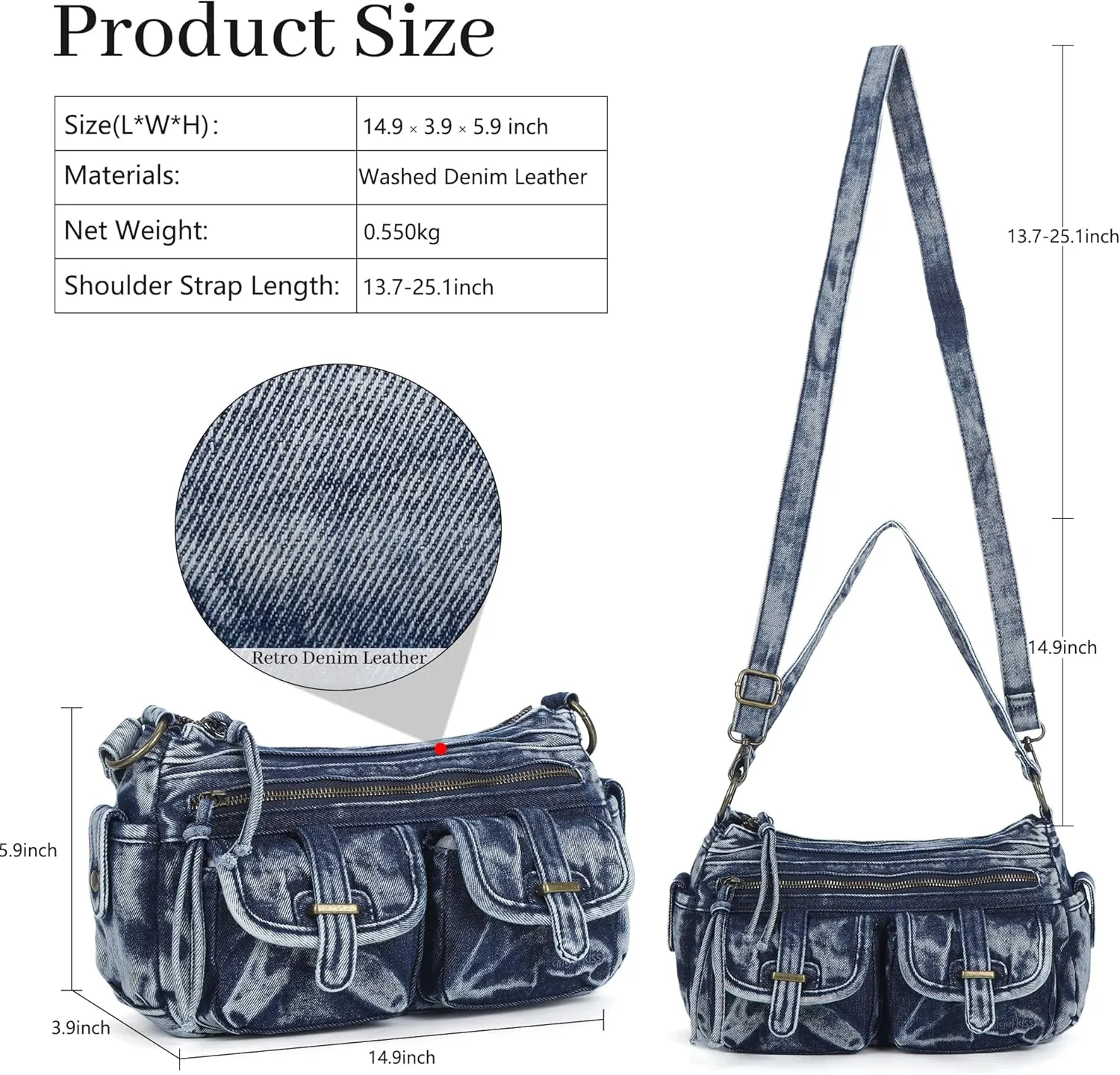Angel Kiss Hobo Purses for Women Crossbody Shoulder Bag Ladies Multi Pocket Handbags with Adjustable Shoulder Strap