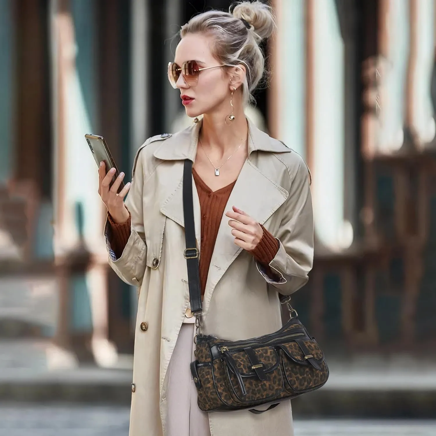 Angel Kiss Hobo Purses for Women Crossbody Shoulder Bag Ladies Multi Pocket Handbags with Adjustable Shoulder Strap