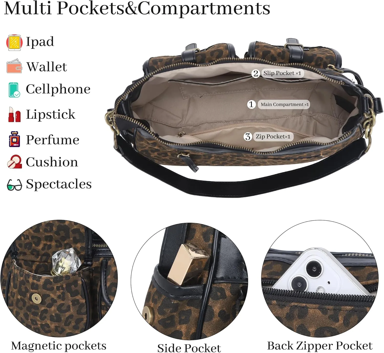 Angel Kiss Hobo Purses for Women Crossbody Shoulder Bag Ladies Multi Pocket Handbags with Adjustable Shoulder Strap