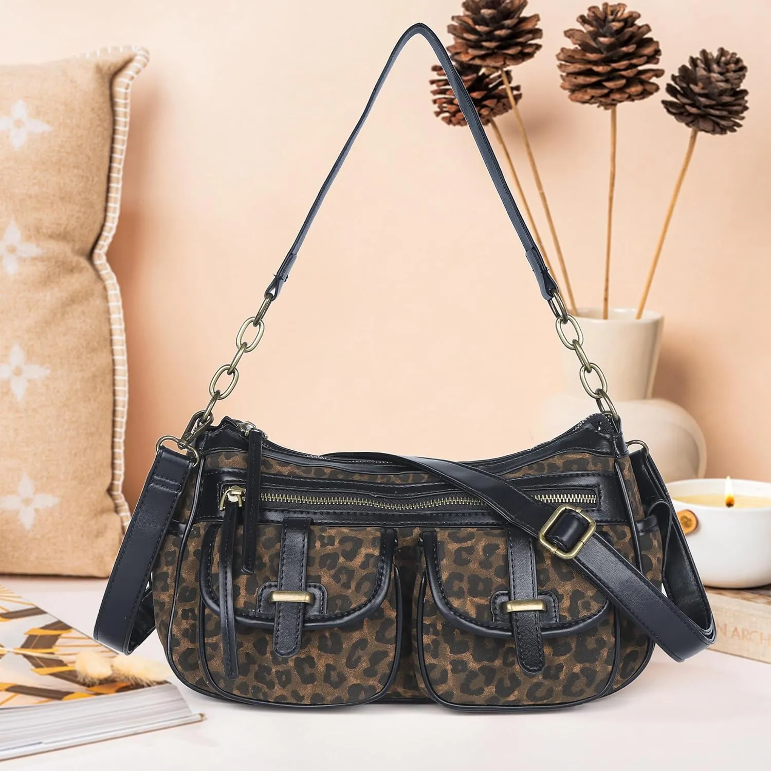 Angel Kiss Hobo Purses for Women Crossbody Shoulder Bag Ladies Multi Pocket Handbags with Adjustable Shoulder Strap