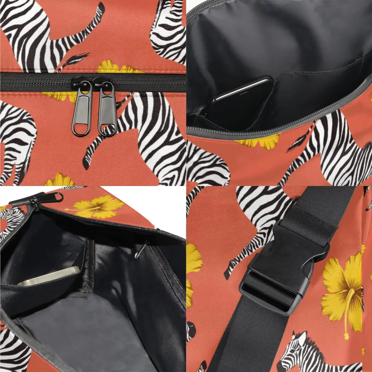 Animal Zebra Flower Small Gym Bag for Men Women Workout Sport Duffle Bag Waterproof Weekender Overnight Bag Lightweight Carry on Tote Bag Crossbody Shoulder Travel Bag for Swim Yoge Dance
