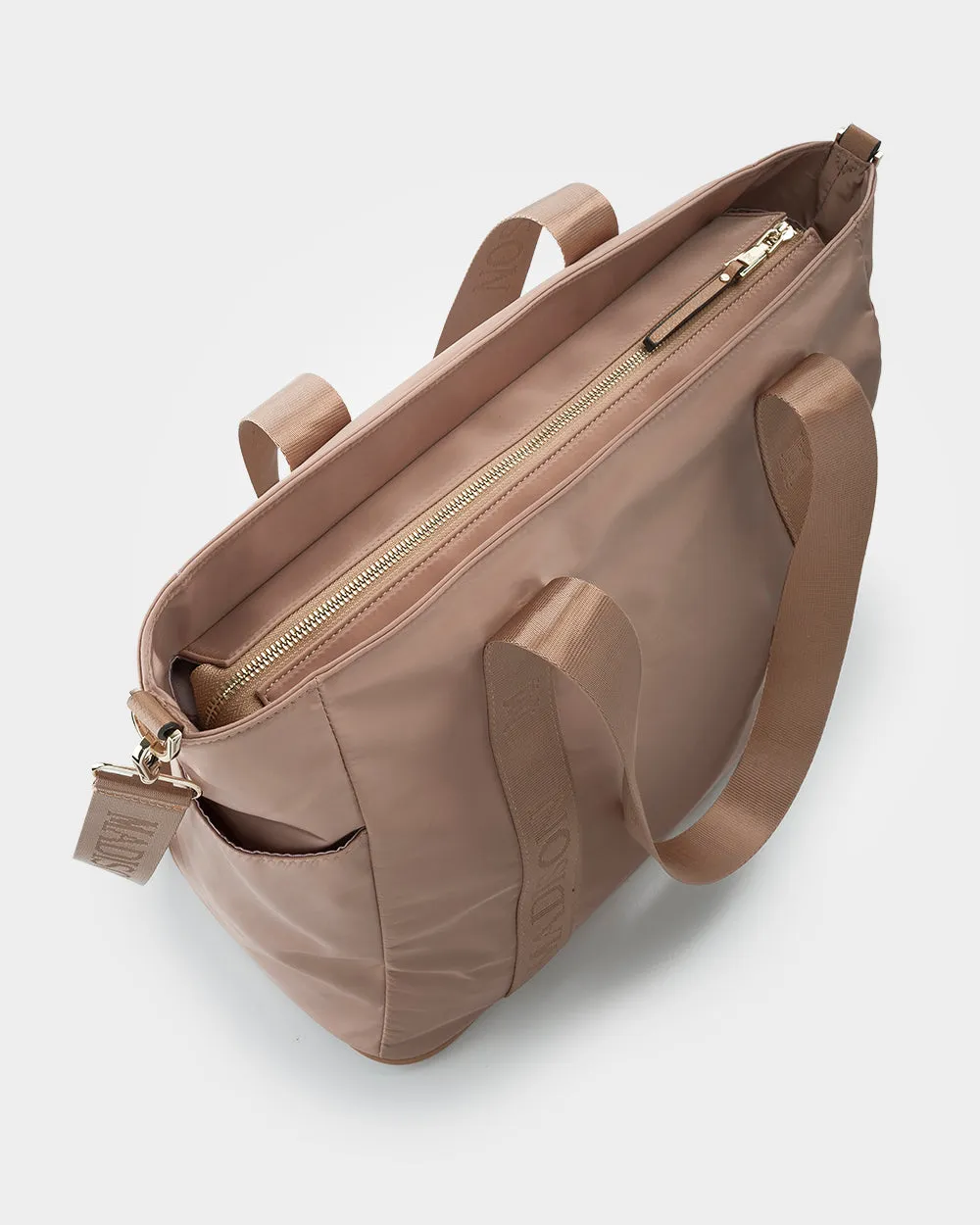 Anita Large Nylon Tote Bag with Monogram Webbing Strap