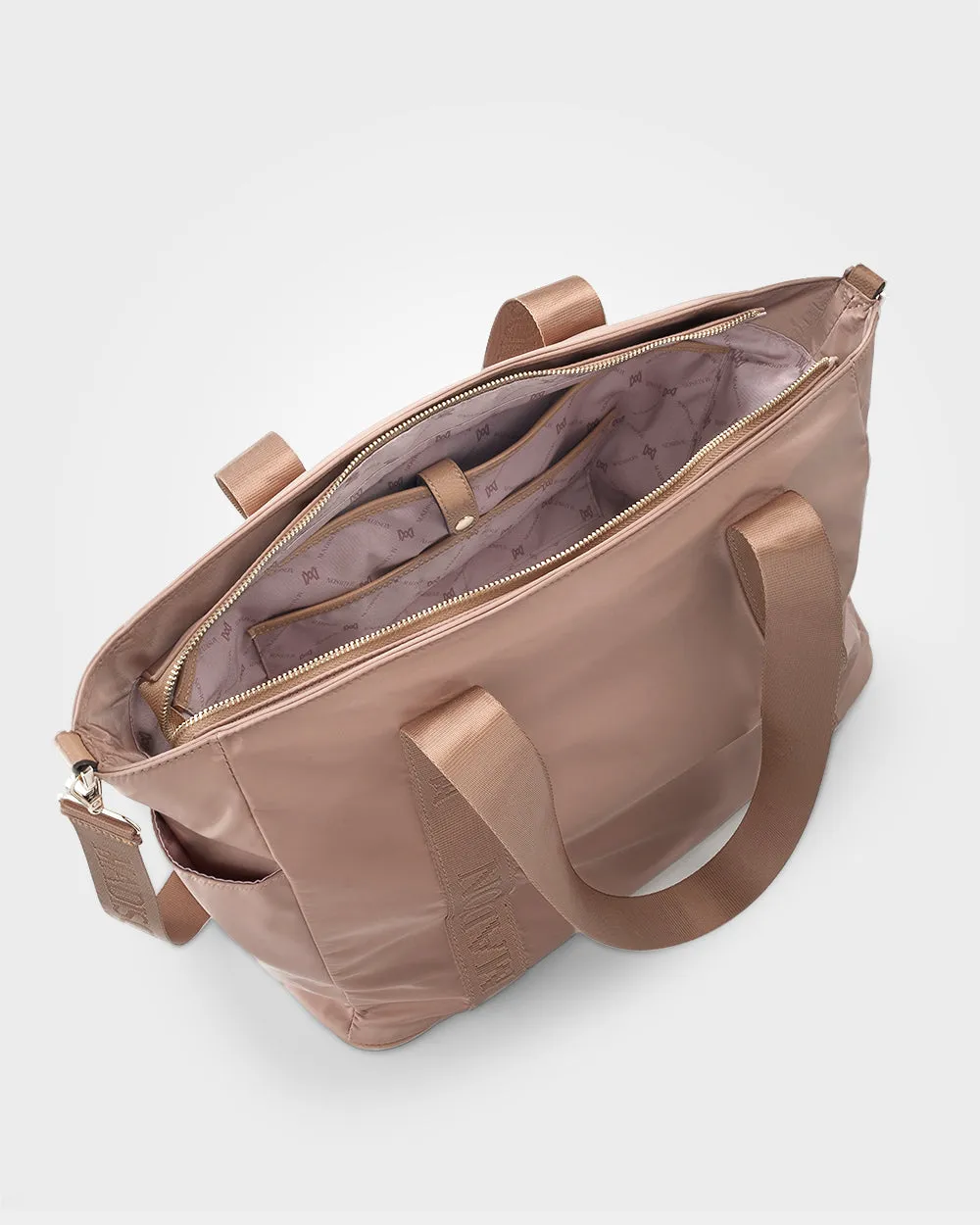 Anita Large Nylon Tote Bag with Monogram Webbing Strap