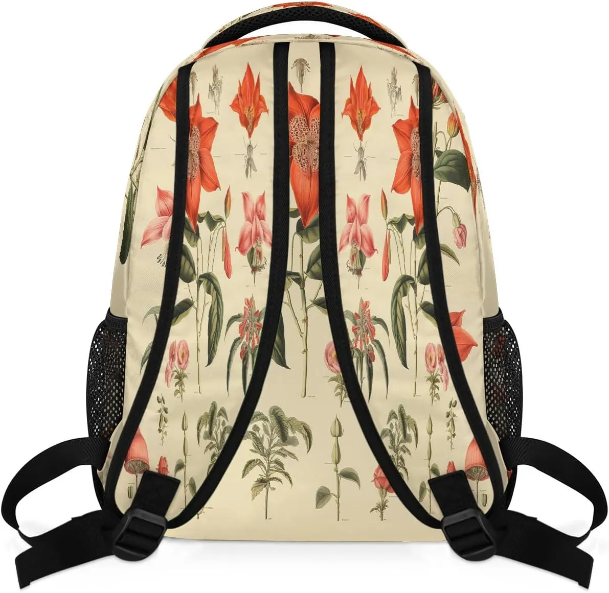 Antique Botanical Lithography Travel Backpack, Large 16 Inch Laptop Bookbag Lightweight Carry-On Bag for Business Travel & Hiking