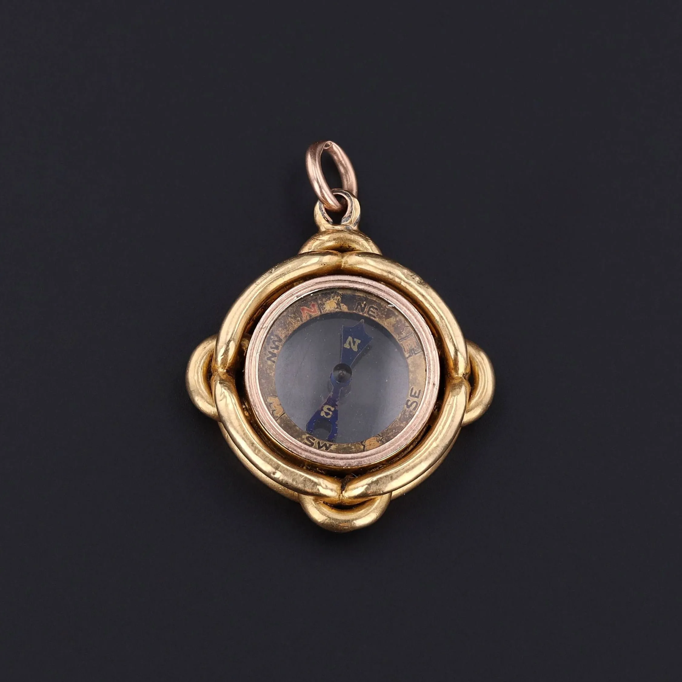 Antique Compass Pendant of 14k Gold