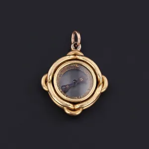 Antique Compass Pendant of 14k Gold