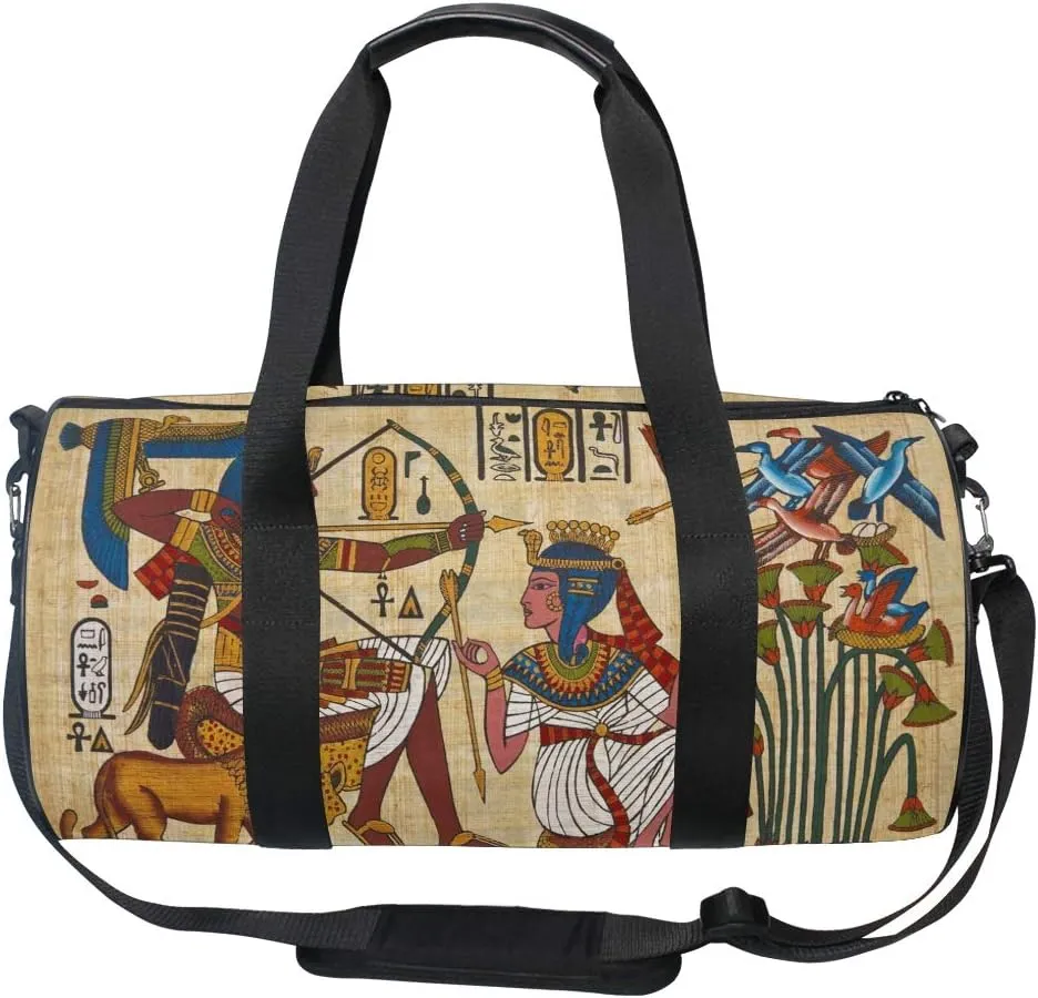 Antique Egyptian Papyrus Travel Duffel Bag Sport Gym Luggage Bag for Men Women