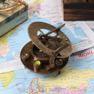Antique Nautical Brass Sundial with Compass Table Décor Showpiece Vintage Navigational Antique Brass Compass by GES Decor