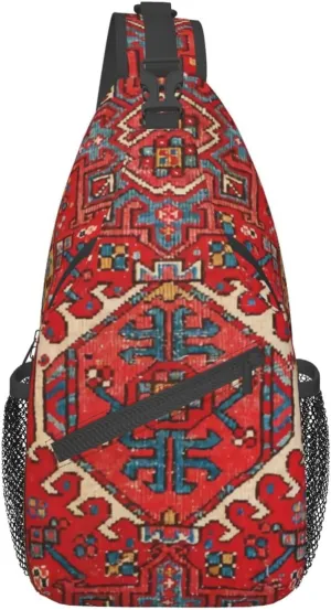 Antique Oriental Turkish Persian Carpet Sling Bag Crossbody Sling Backpack For Women Men Travel Hiking Daypack Chest Shoulder Bag