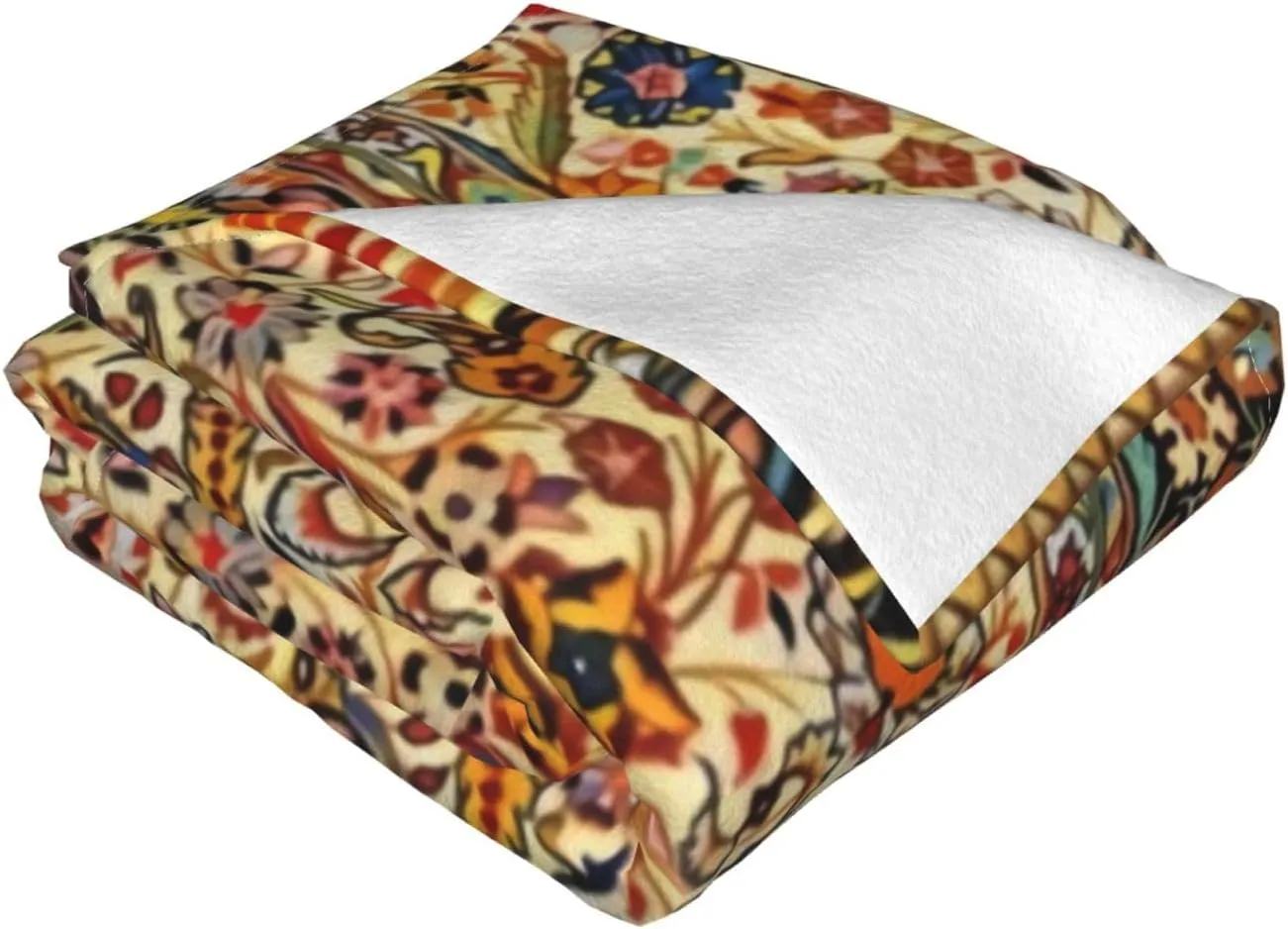 Antique Persian 1 50"X40" Flannel Blanket - 100% Soft Polyester, Lightweight and Warm, Suitable for Families, Camping, Travel