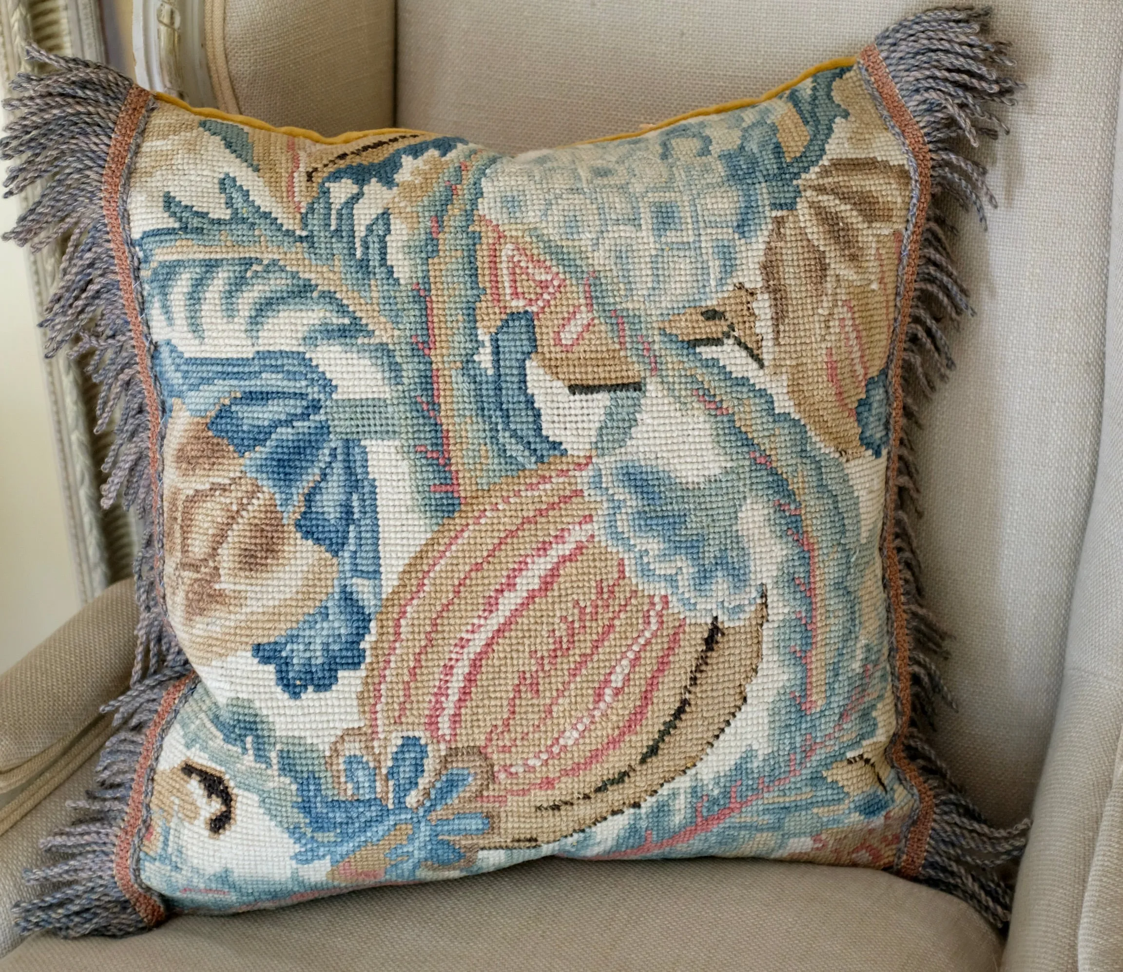 Antique Pillow Tapestry Pomegranates