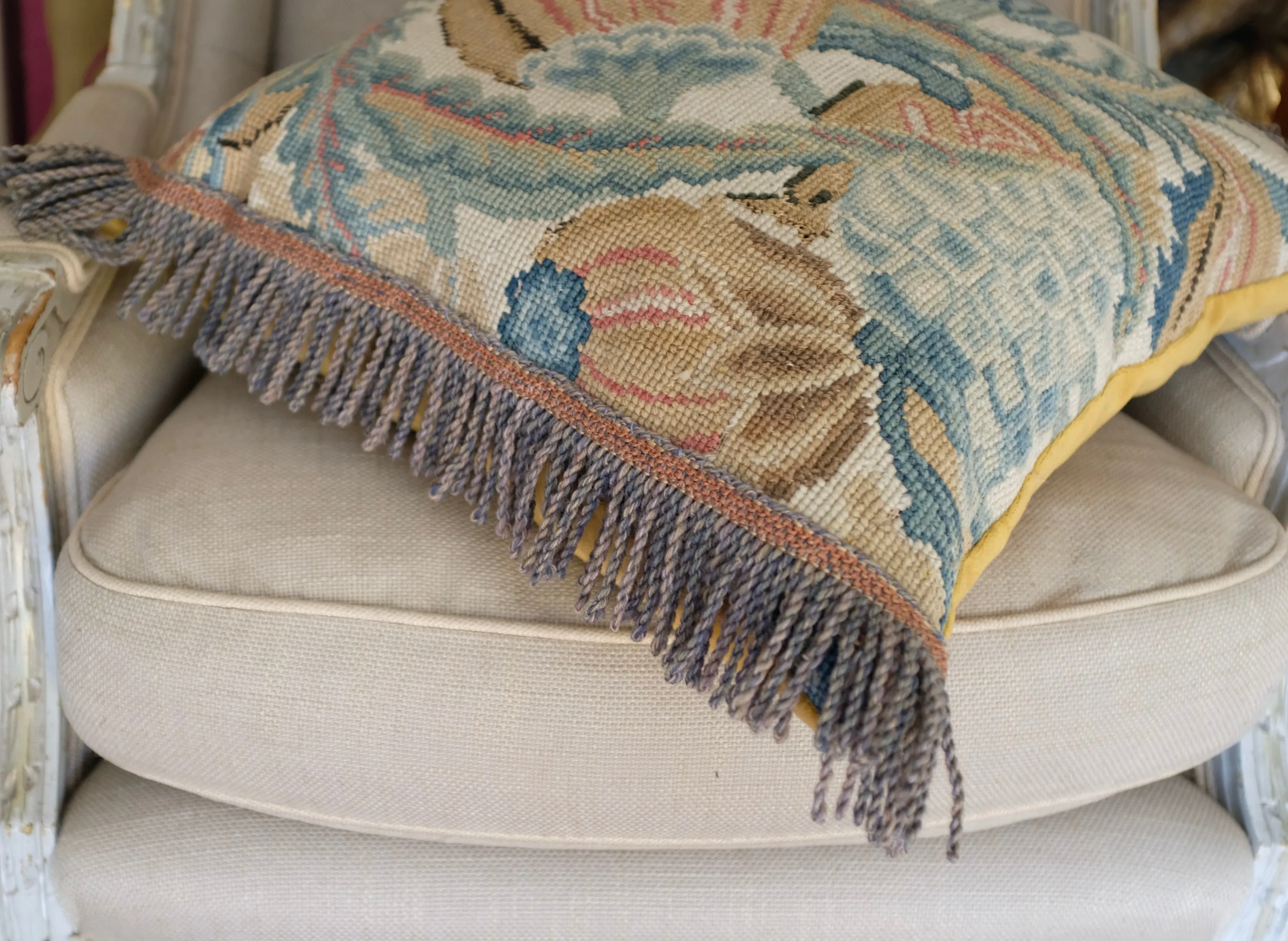 Antique Pillow Tapestry Pomegranates