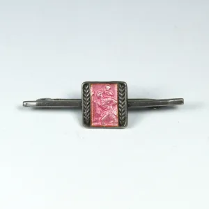 Antique Pink Enamel St. Christopher Brooch