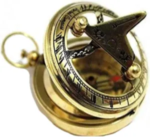 Antique Pocket Sundial Compass Brass Compass Handmade Gift Antique Brass Pocket Compasses Vintage Brass Compass Nautical Navigational Compass by Real Antique & Wood