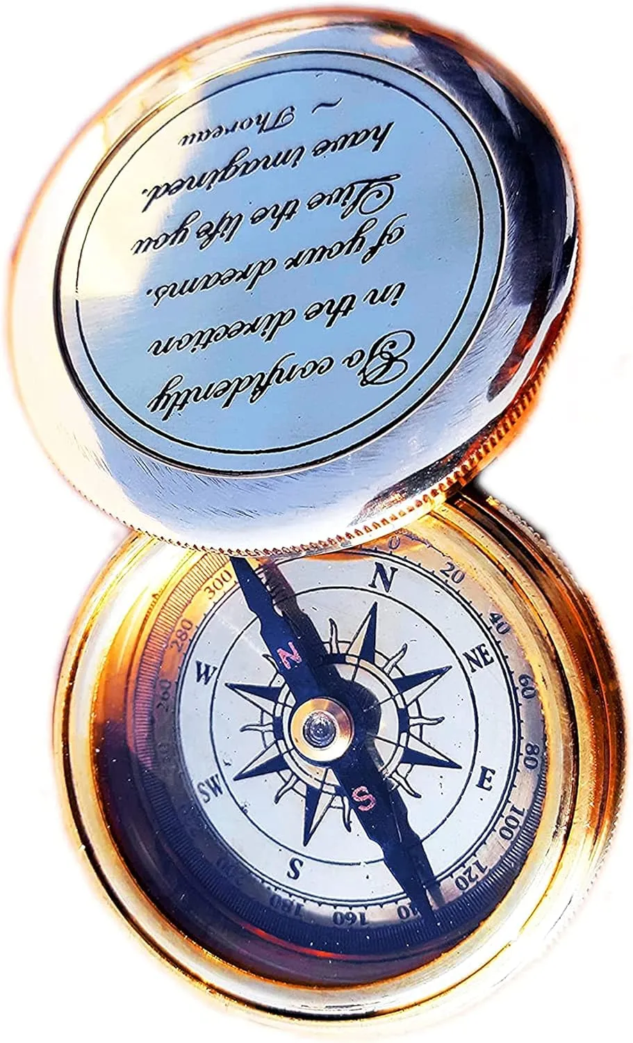 Antique Solid Brass 2 Inch Poem Compass Black Nautical Compass Handmade Authentic Design Compass for Hiking Trekking Navigation Tool Outdoor Travel Use Compass by ERA Traders