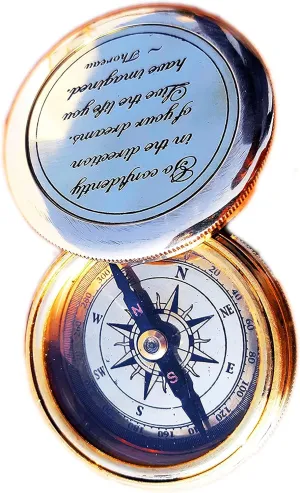 Antique Solid Brass 2 Inch Poem Compass Black Nautical Compass Handmade Authentic Design Compass for Hiking Trekking Navigation Tool Outdoor Travel Use Compass by ERA Traders