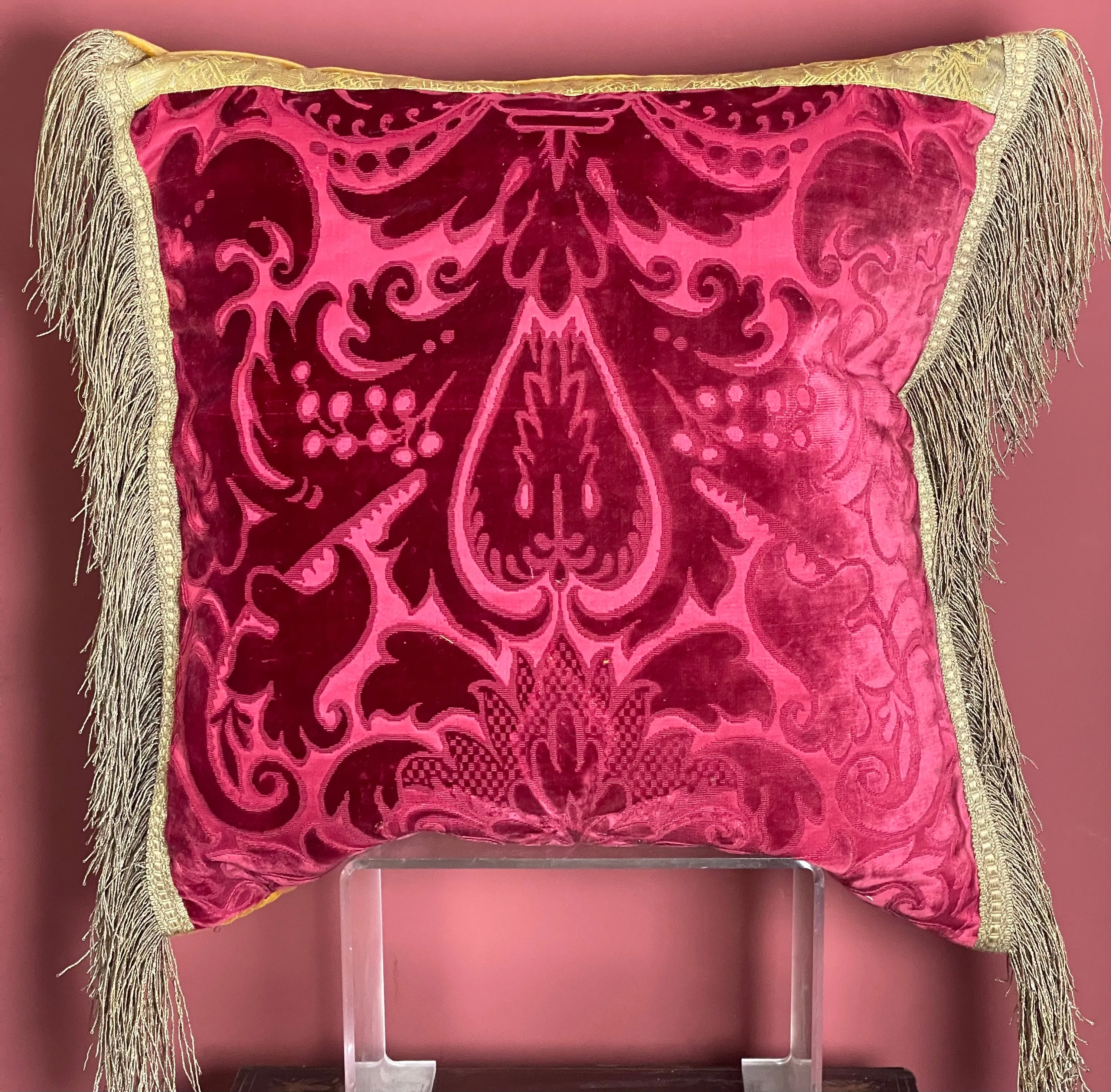 Antique Venetian Silk Velvet Cushion