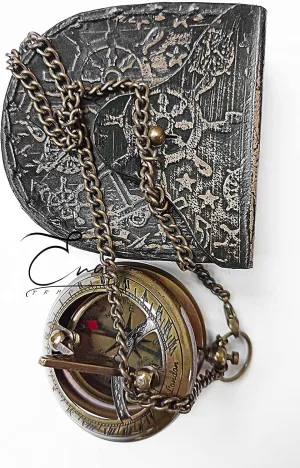 Antique Vintage Nautical Sundial Compass 2 Inch led Handmade Darkness Gold Finish Brass Directional Compass for Hiking Trekking Travelling Outdoor by ERA Traders