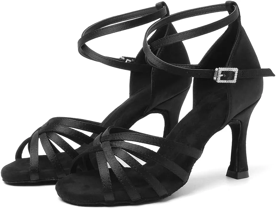 AOQUNFS Women's Latin Dance Shoes Satin Ballroom Salsa Practice Performance Dance Shoes,GB213