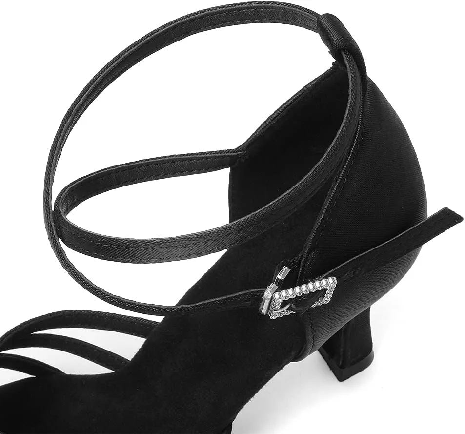 AOQUNFS Women's Latin Dance Shoes Satin Ballroom Salsa Practice Performance Dance Shoes,GB213