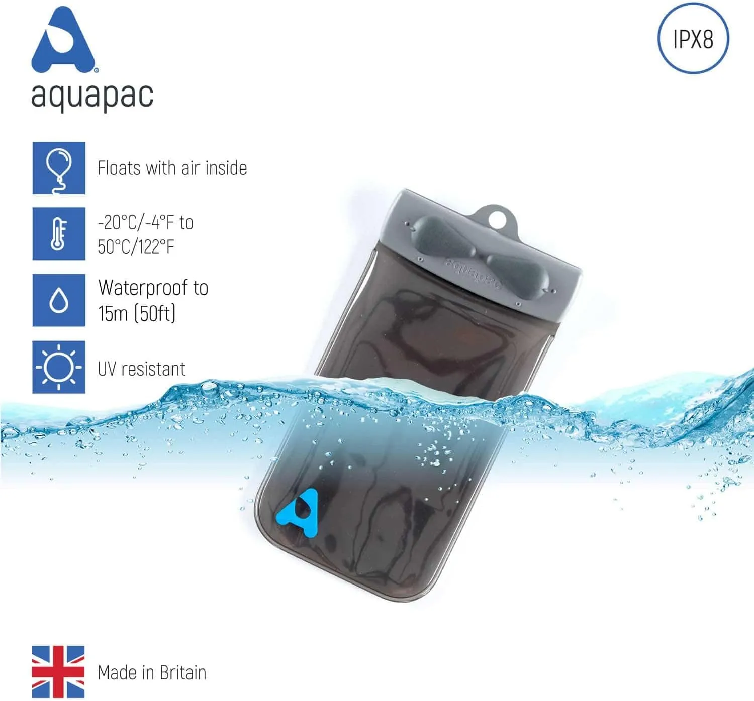 Aquapac Keymaster  Waterproof Travel Case, Made in The UK, Carry Cord, Travel Essential, 5 Year Warranty, Watersports, Hiking, Mountain Biking, Running Accessory