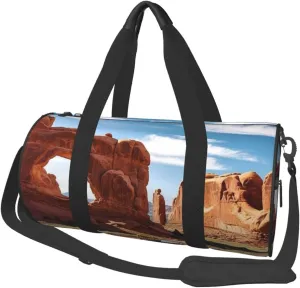 arches national park entrance Duffle Bag for Women Men Personal Item Travel Bag Canvas Weekender Overnight Bag Lightweight Sports Tote Gym Bag Carry On Luggage Bag