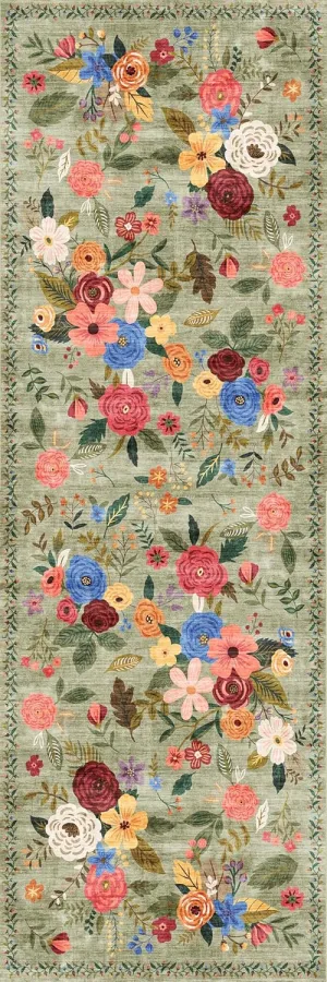 Area Rugs,Door Mat Indoor Entrance, 2x6 Washable Runner Rug Non Slip Soft Floral Carpet Runner for Hallways Kitchen Laundry Bedroom Bathroom(2 x 6, Green Lawn)