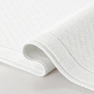 Arkwright 100% Cotton Bathroom Rug - High Absorbent Stylish Textured Woven Design Bath Mat, Slip Resistant Backing for Shower and Bathtub Floor, 24x36 in - Pearl White