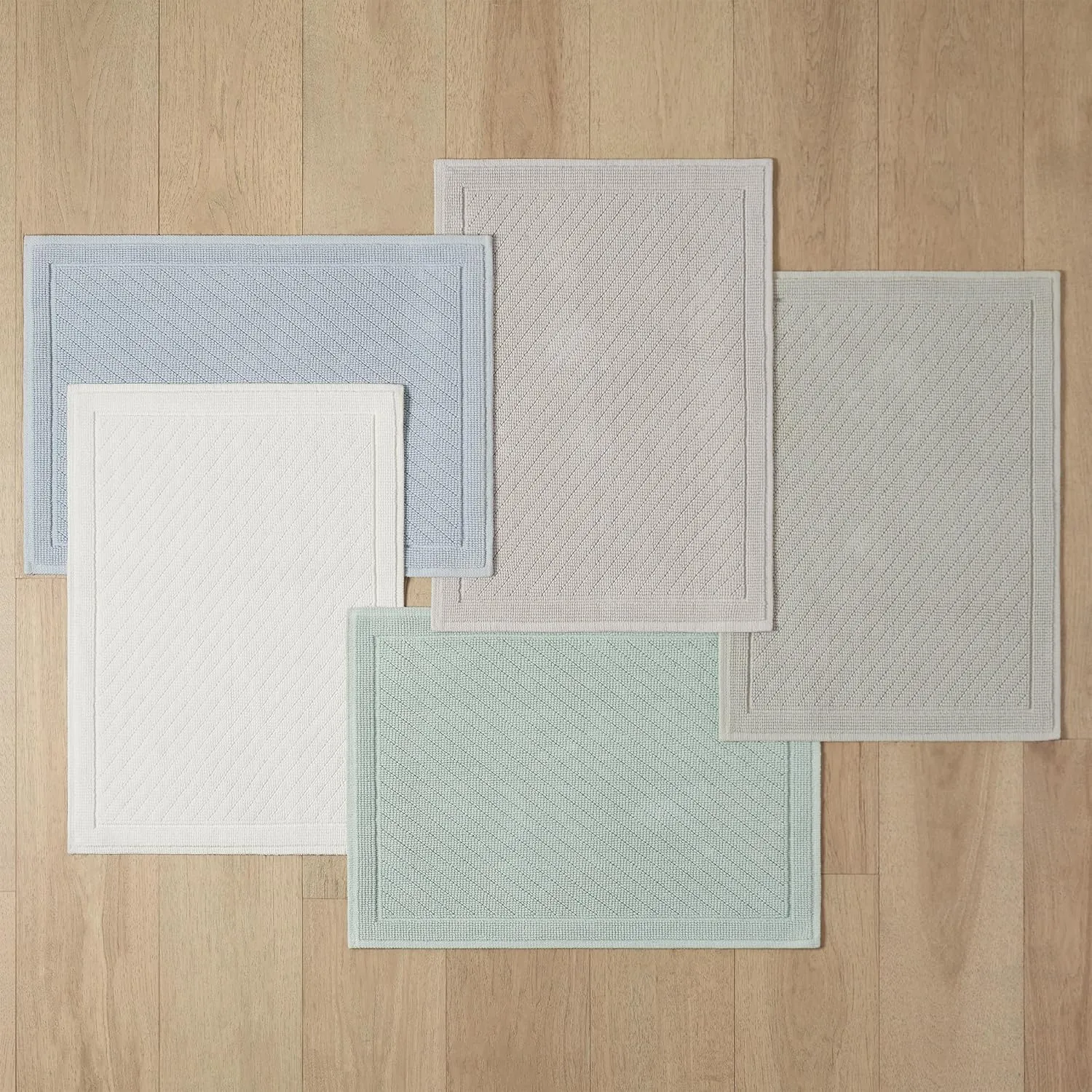 Arkwright 100% Cotton Bathroom Rug - High Absorbent Stylish Textured Woven Design Bath Mat, Slip Resistant Backing for Shower and Bathtub Floor, 24x36 in - Pearl White