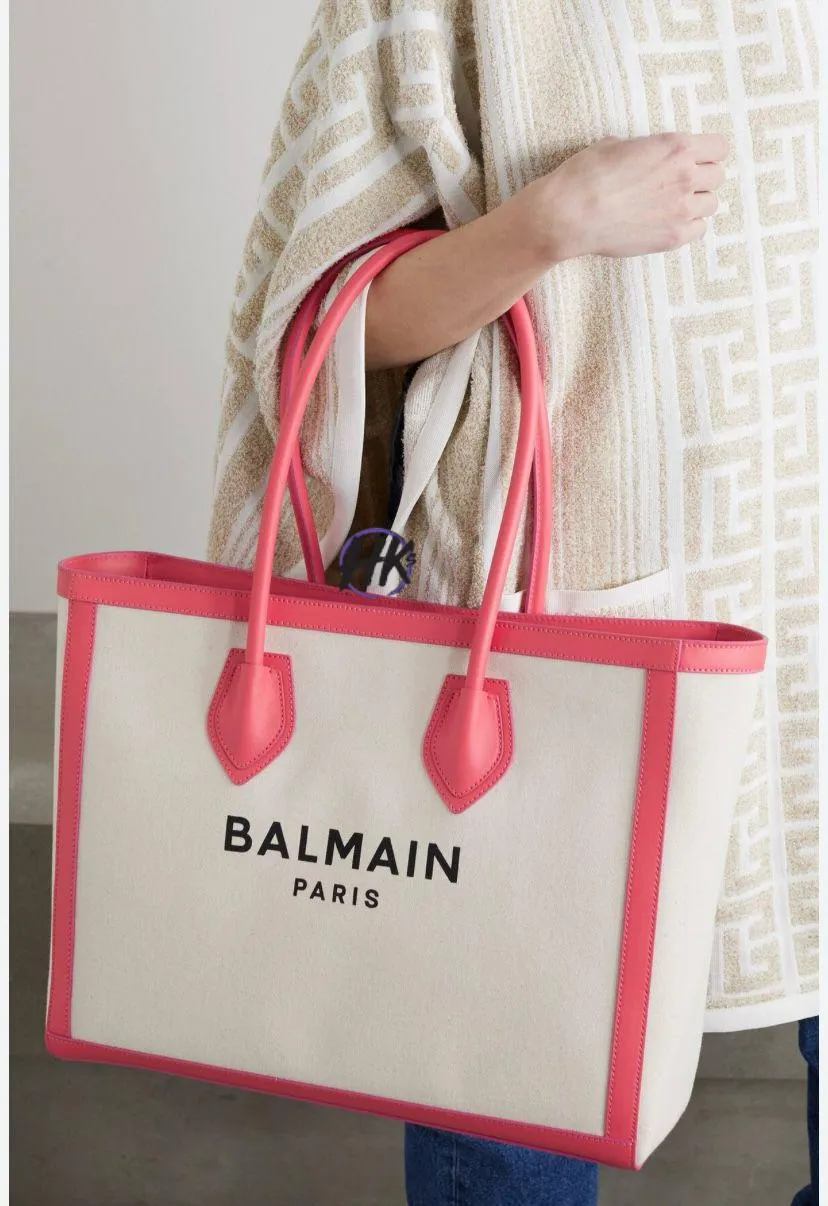 Army Leather Trimmed Canvas Tote Shoulder Handbag For Women