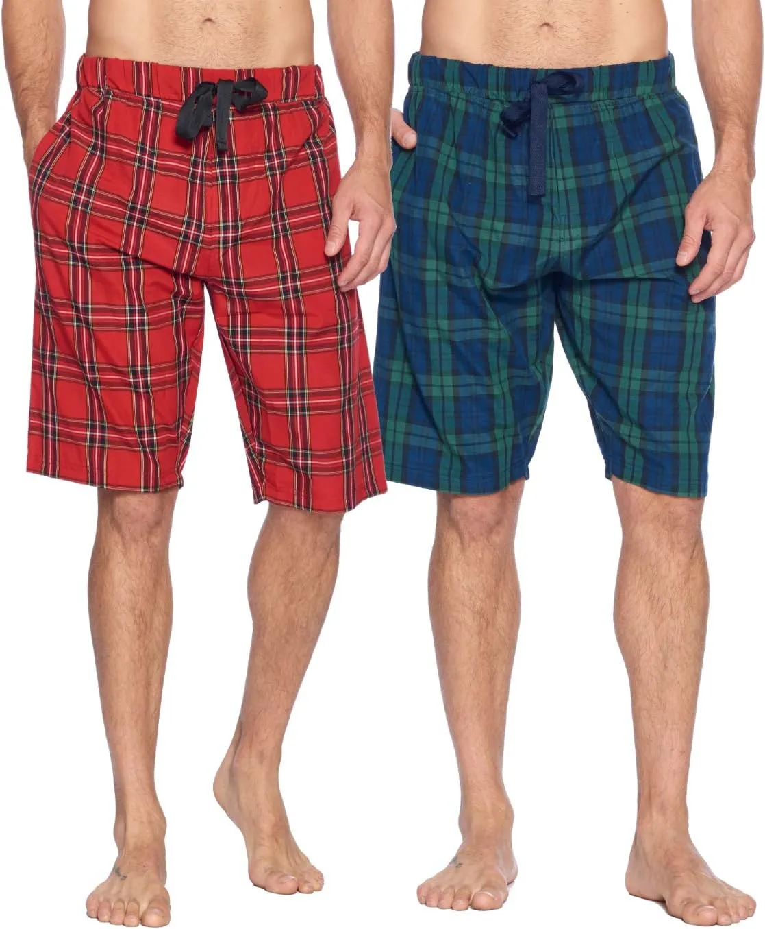 Ashford & Brooks Men’s Sleep Pajama Lounge Boxer Shorts | Woven Plaid PJ Jammies Boxers Bottoms