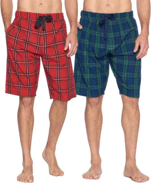 Ashford & Brooks Men’s Sleep Pajama Lounge Boxer Shorts | Woven Plaid PJ Jammies Boxers Bottoms