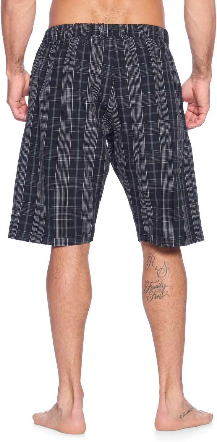 Ashford & Brooks Men’s Sleep Pajama Lounge Boxer Shorts | Woven Plaid PJ Jammies Boxers Bottoms
