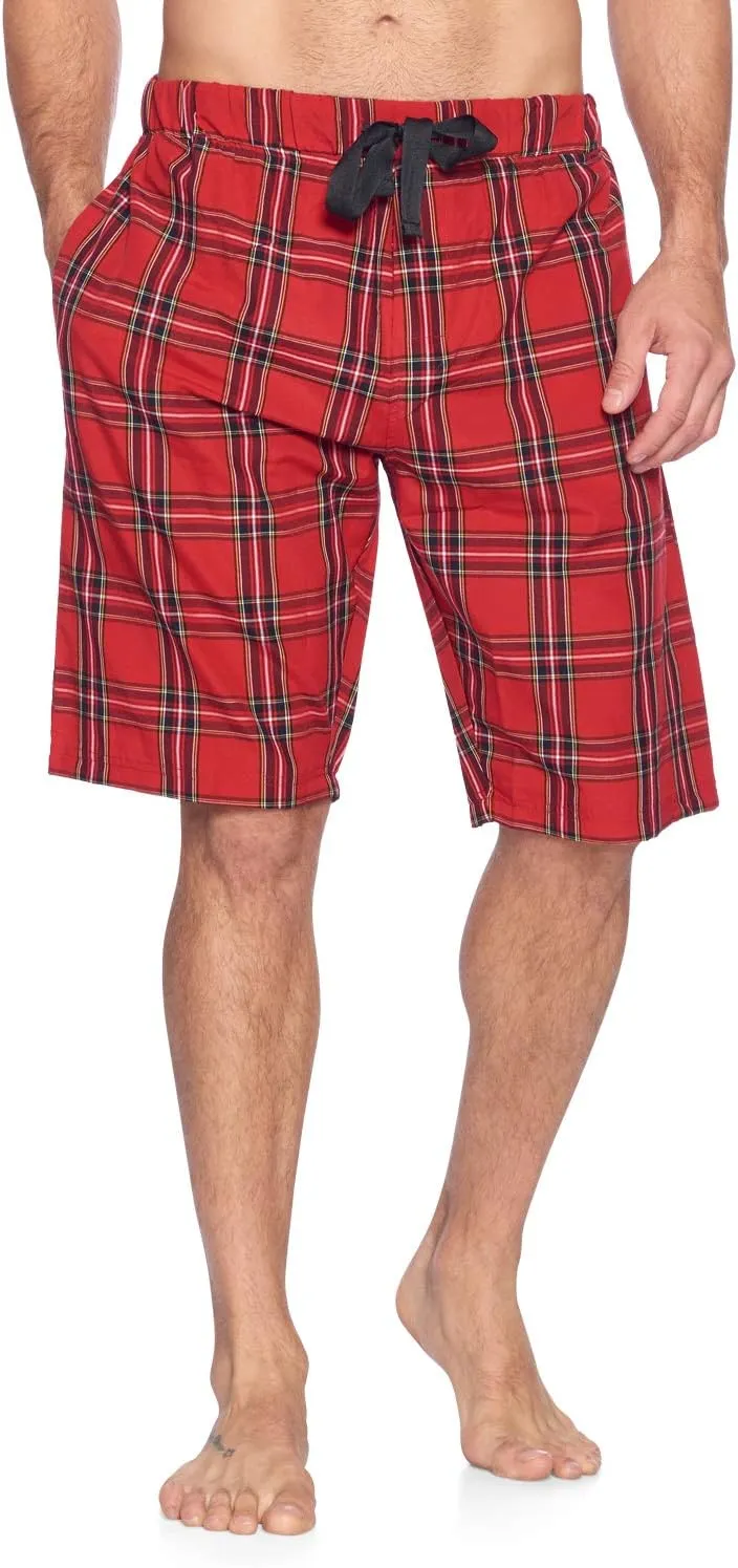 Ashford & Brooks Men’s Sleep Pajama Lounge Boxer Shorts | Woven Plaid PJ Jammies Boxers Bottoms