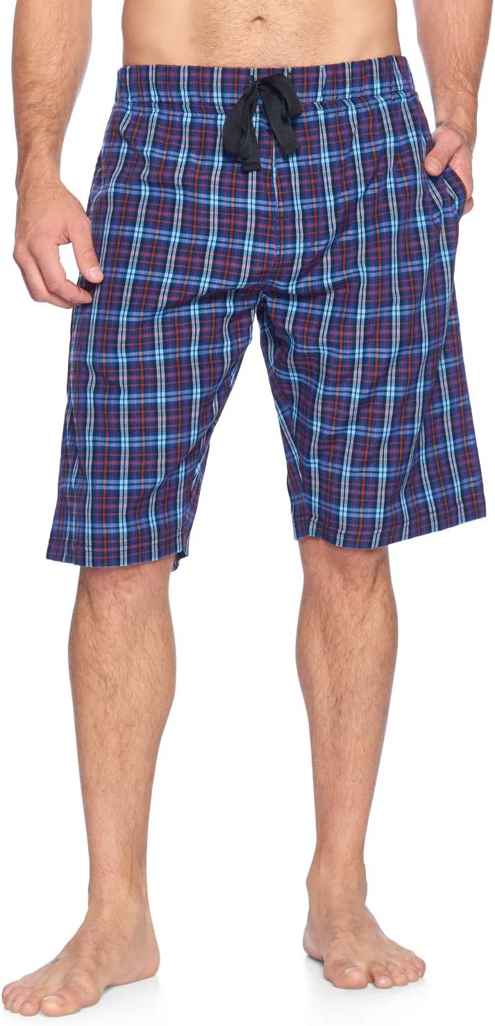 Ashford & Brooks Men’s Sleep Pajama Lounge Boxer Shorts | Woven Plaid PJ Jammies Boxers Bottoms
