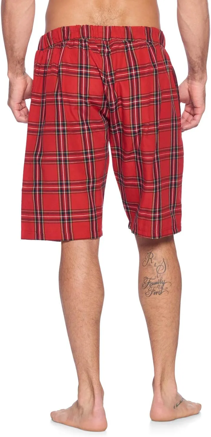 Ashford & Brooks Men’s Sleep Pajama Lounge Boxer Shorts | Woven Plaid PJ Jammies Boxers Bottoms
