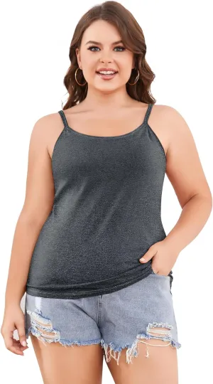 ATTRACO Women's Cotton Camisole Shelf Bra Spaghetti Straps Tank Top