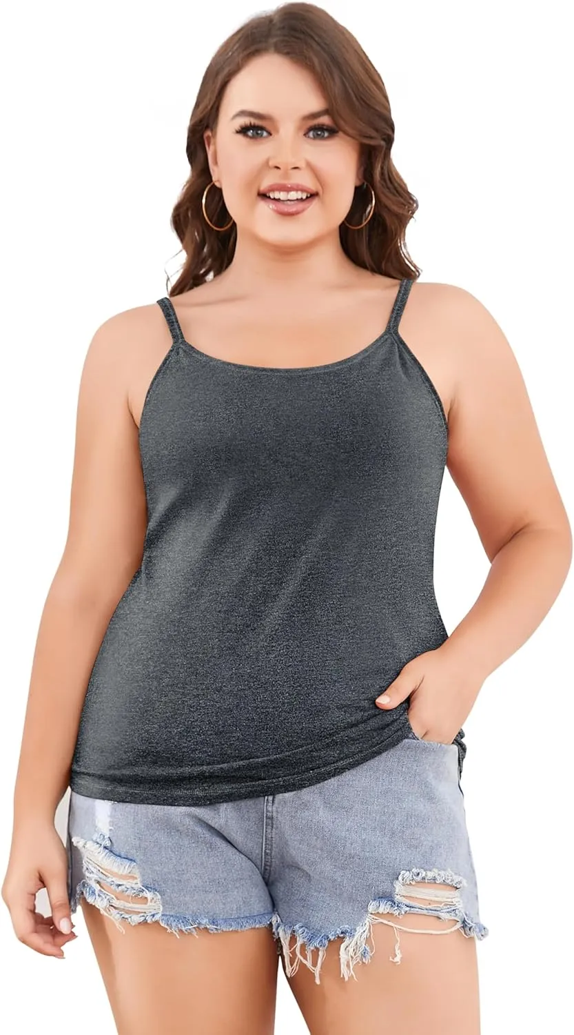 ATTRACO Women's Cotton Camisole Shelf Bra Spaghetti Straps Tank Top